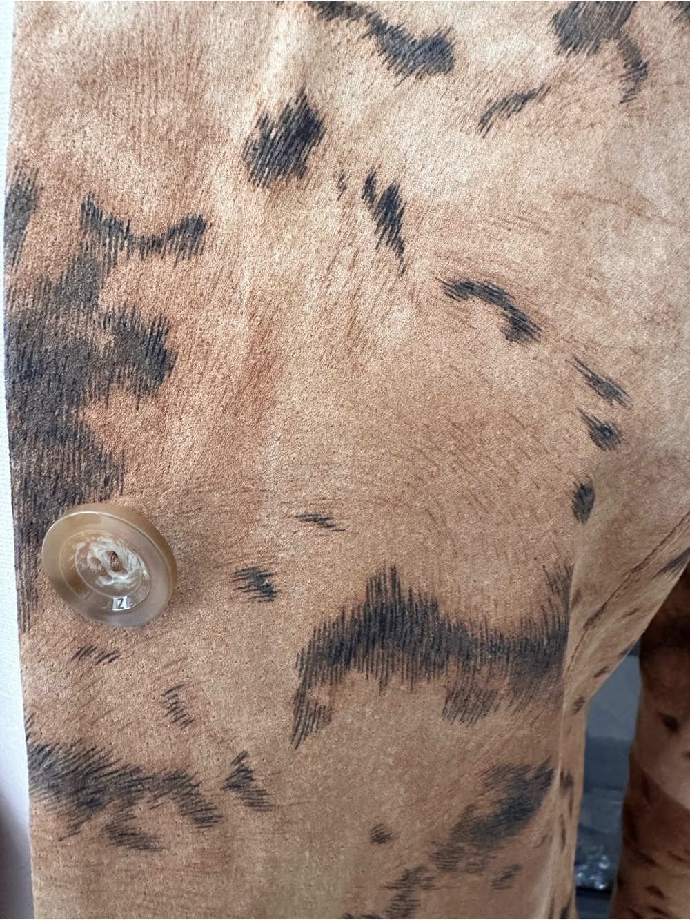 Collezione Tan Spotted Suede Leather Coat Size 4 - Picture 6 of 10